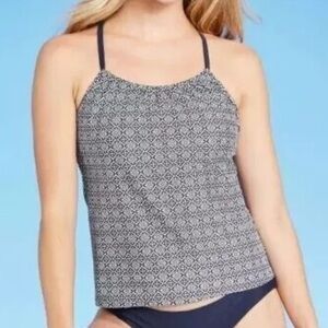 New Kona Sol Women’s Navy Blue White Tankini Top Size Medium NWT preppy